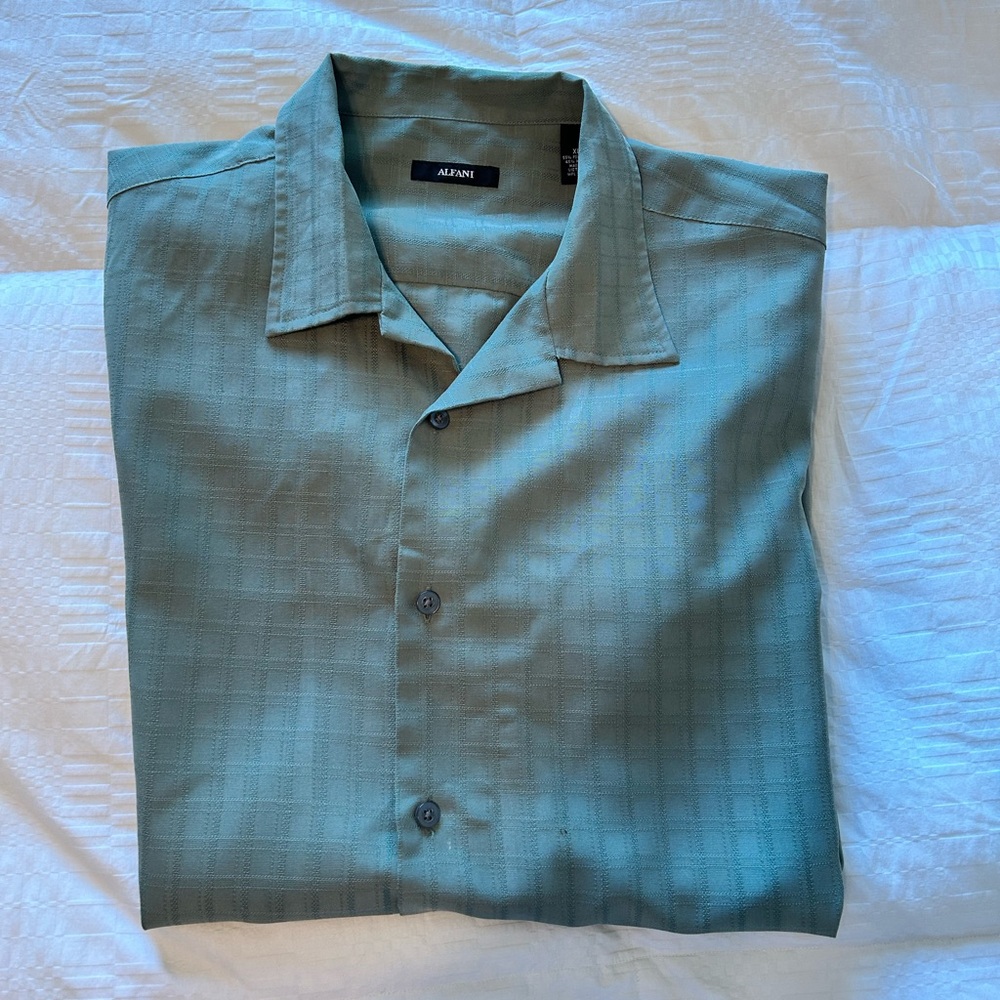 Alfani Mint Green Checkered Shirt